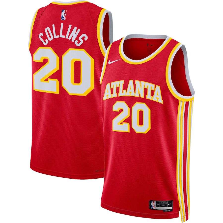 Men Atlanta Hawks #20 John Collins Nike Red Icon Edition 2022-23 Swingman NBA Jersey